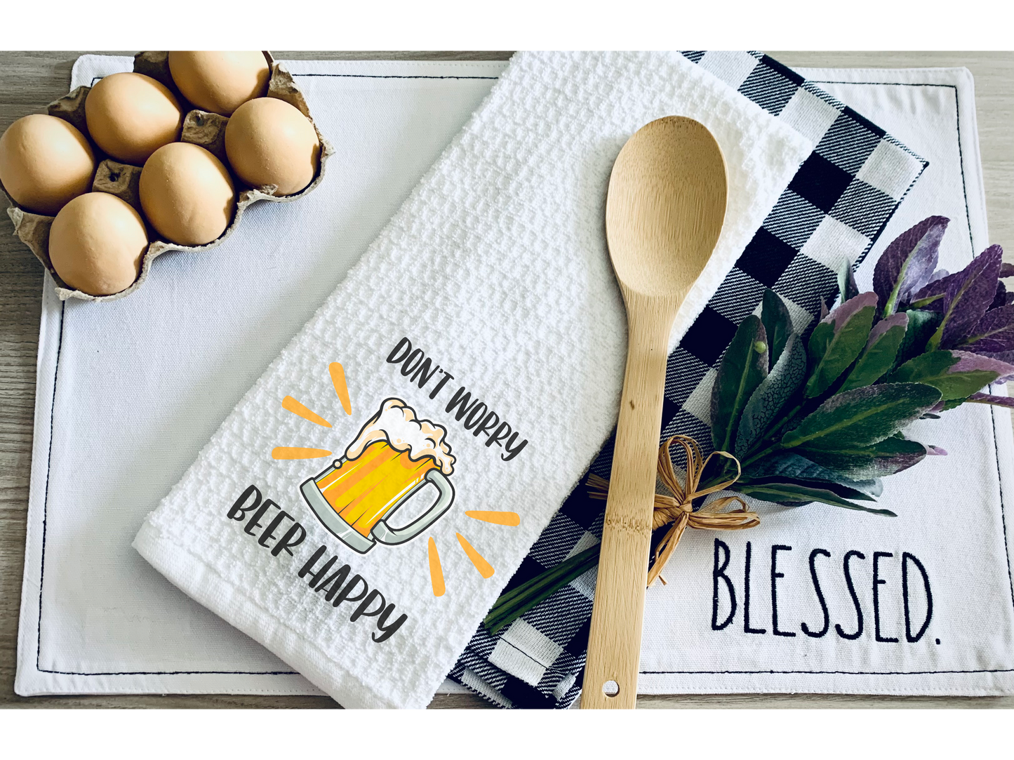 Don’t Worry Beer Happy Kitchen Towel