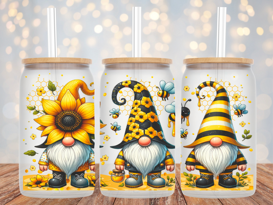 Sunflower Gnome Glass Tumbler