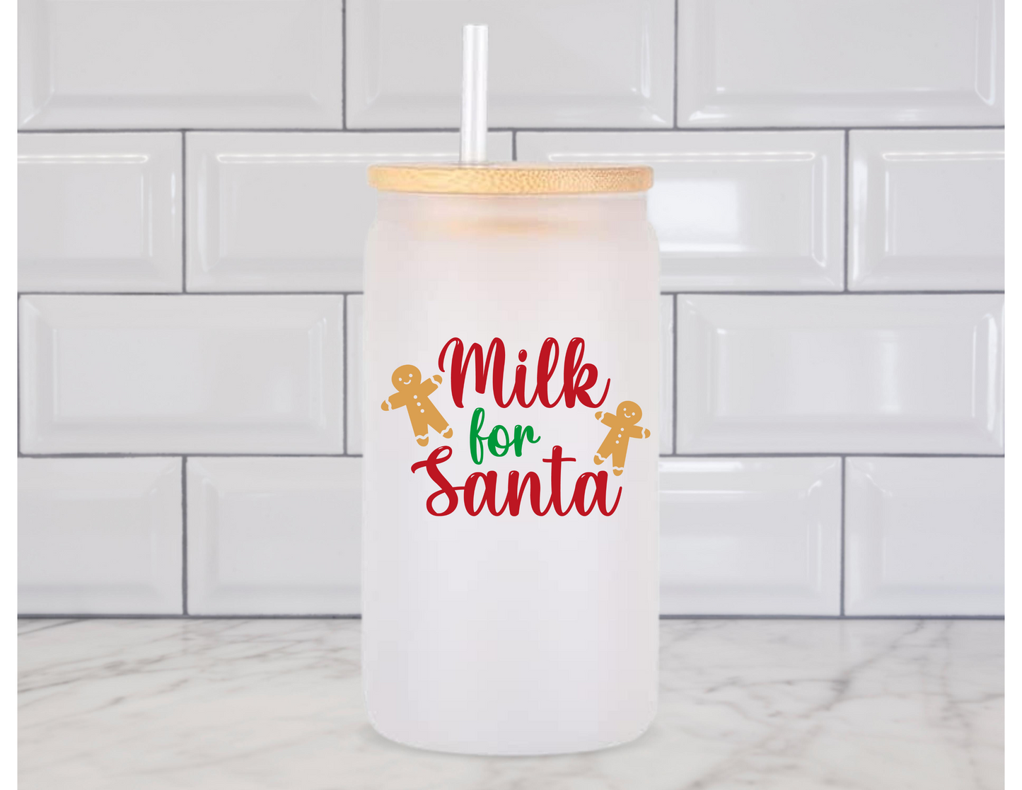 Milk For Santa Glass Tumbler