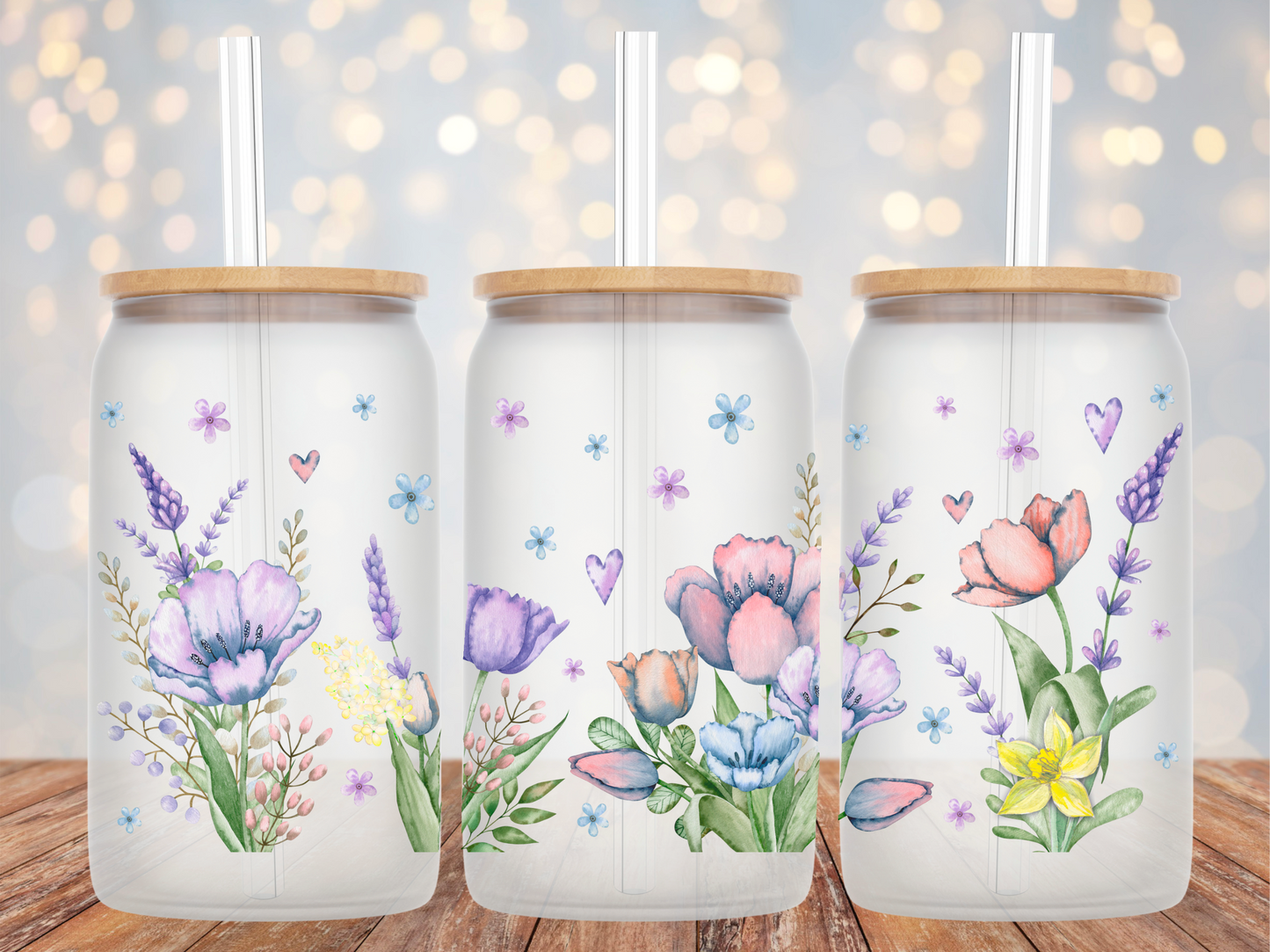 Pretty Flower Glass Tumbler