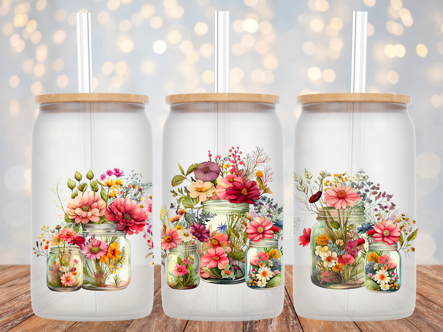 Jar Flower Glass Tumbler