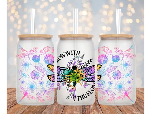 Grow with the Flow Dragonfly Glass Tumbler