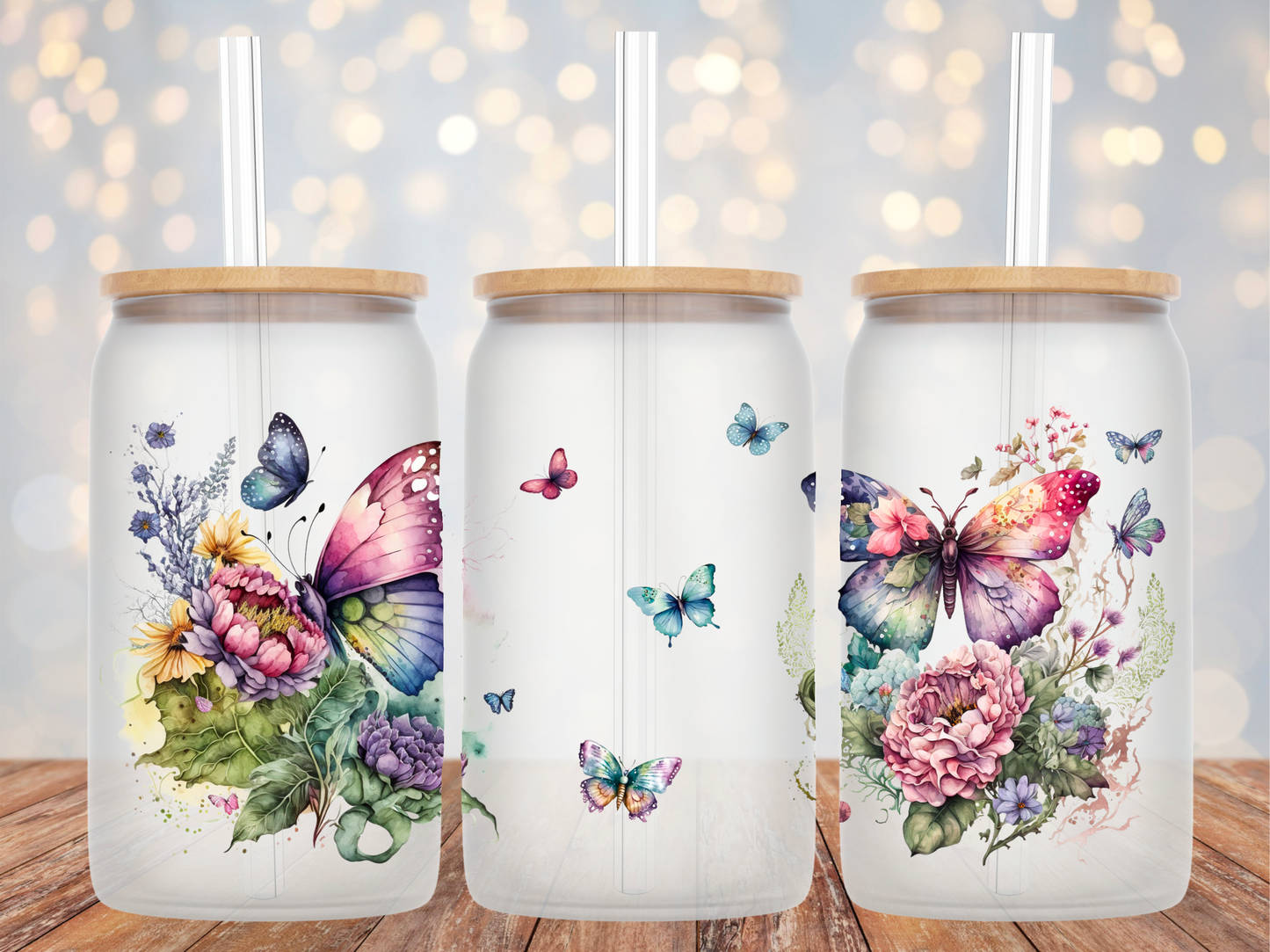 Pretty Butterfly Glass Tumbler