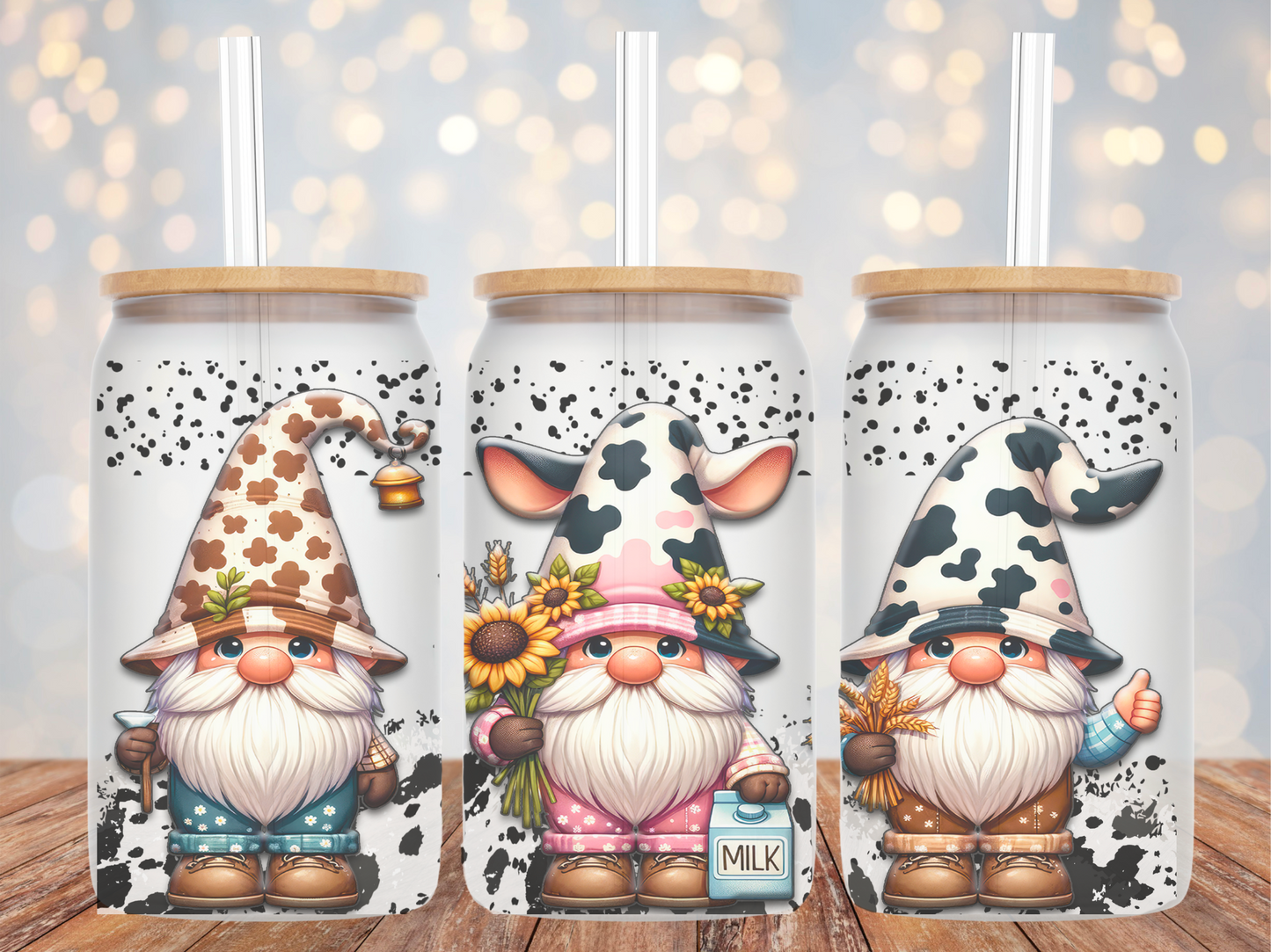 Cow Gnome Glass Tumbler