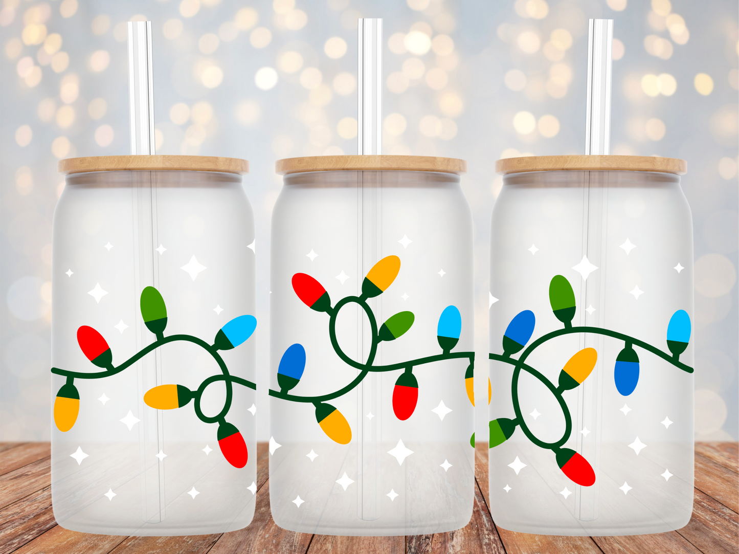 Christmas Lights Glass Tumbler