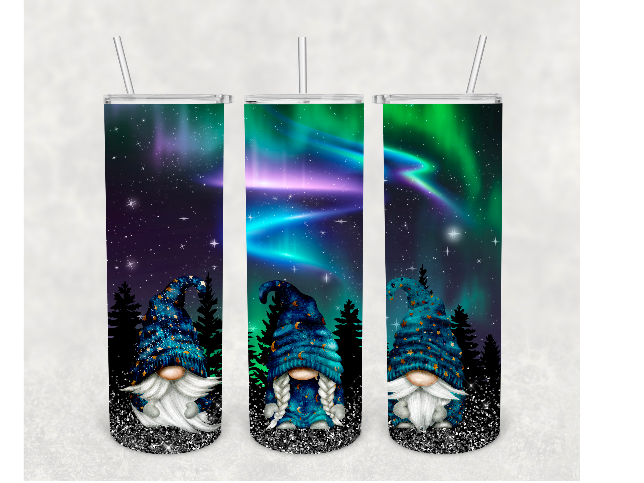 Personalized Aurora Borealis Arctic Wildlife Tumbler 20oz, Northern Lights  Custom Travel Cup, Owl Wolf Reindeer Winter Insulated Cup 