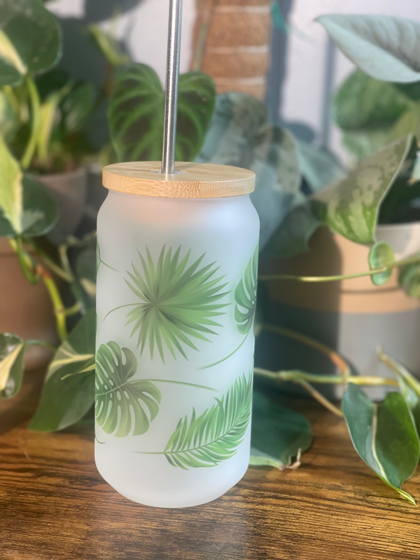 Plant Leaves Glass Tumbler