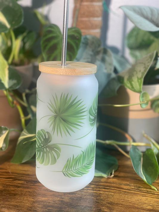 Plant Leaves Glass Tumbler