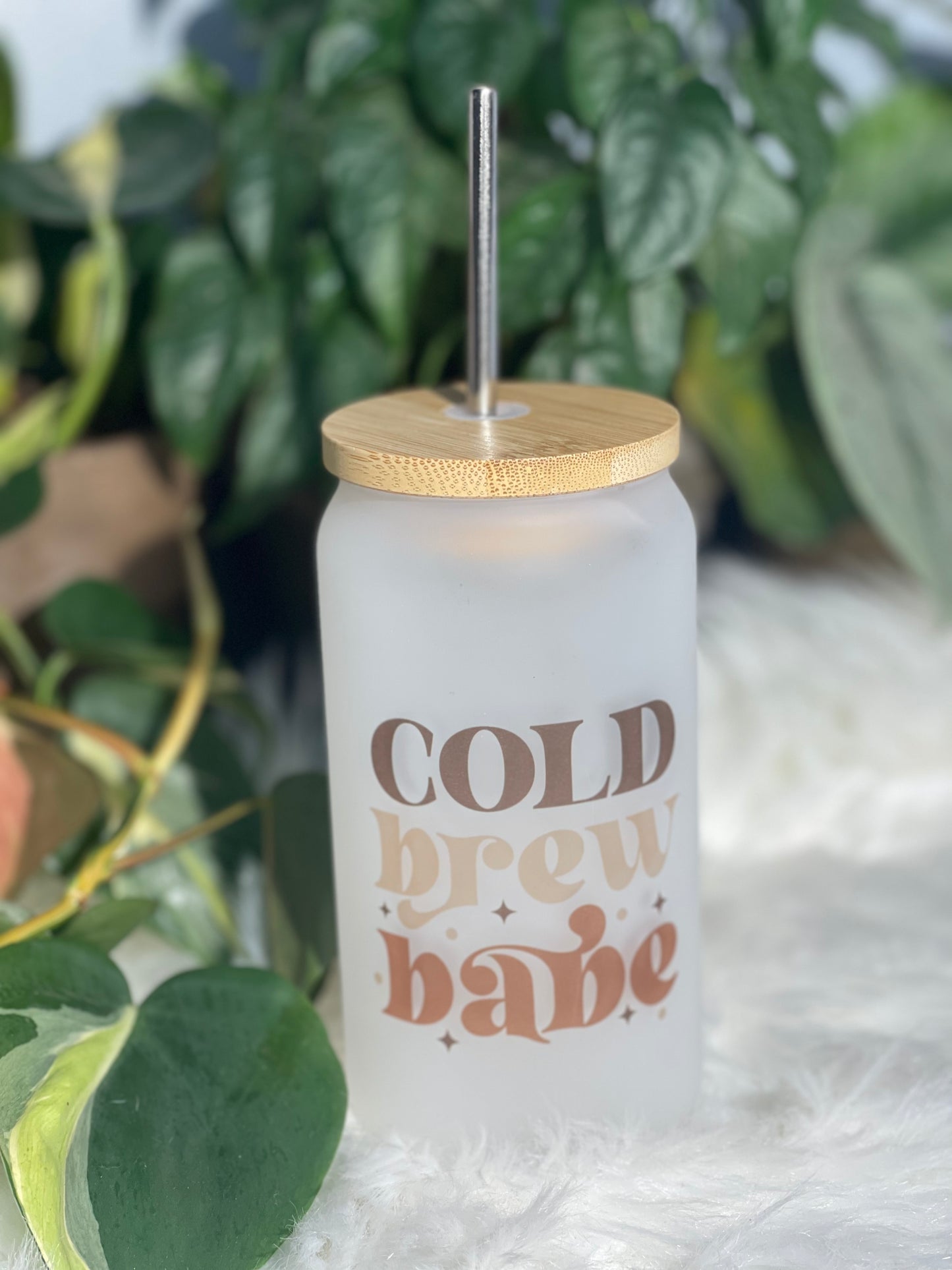 Cold Brew Babe Frosted Glass Tumbler