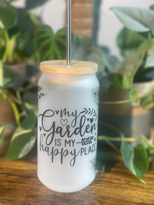 My Garden is My Happy Place Glass Tumbler