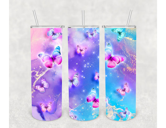 Butterfly Pink Purple Blue Tumbler